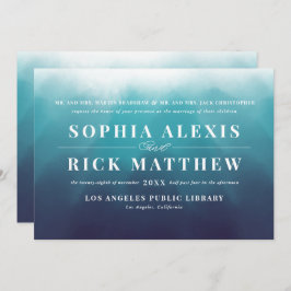 Modern Ocean Blue Elegant Typography Wedding Kaart