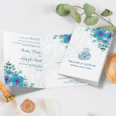 Modern Ocean Blue Floral Islamic Muslim Wedding