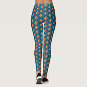 Modern Ocean Blue Oranje vis Patroon Leggings (Achterkant)