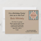 Modern Ocean Blue Stripes verjaardagsfeestje Kaart (Achterkant)