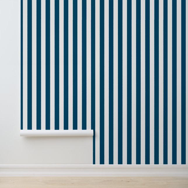 Modern Ocean Blue Wit Gestreept behang (Applicatie)