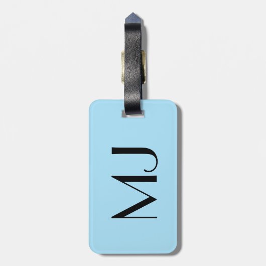 Modern Ocean Chevron Monogrammed Bagagelabel (Achterkant verticaal)