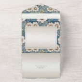 Modern Ocean Floral Satijn & Parels Diner All In One Uitnodiging (Buitenkant)