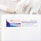 Modern Ocean of Lake Beach Natuur Retouradres Etiket (Insitu)