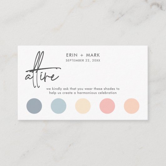Modern Ocean Sunset Beach bruiloft kleur jurk code Informatiekaartje (Voorkant)