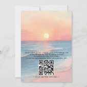 Modern Ocean Sunset Budget QR Code Wedding Kaart (Achterkant)