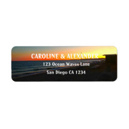 Modern Ocean Sunset Tropical Beach Return Address Etiket