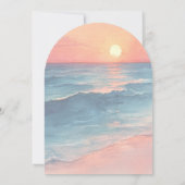 Modern Ocean Sunset Watercolor Beach Arch Wedding Kaart (Achterkant)