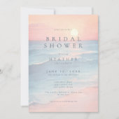 Modern Ocean Sunset Watercolor Beach Bridal Shower Kaart (Voorkant)