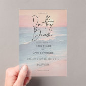 Modern Ocean Sunset Watercolor On Beach Wedding Acryl Uitnodigingen (Insitu (Draagbaar))