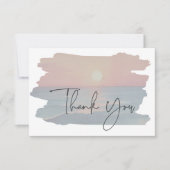 Modern Ocean Sunset Waterverf Beach Wedding Bedankkaart (Voorkant)