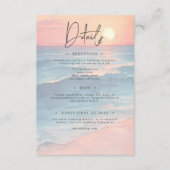 Modern Ocean Sunset Waterverf Beach Wedding Informatiekaartje (Voorkant)