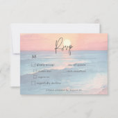 Modern Ocean Sunset Waterverf Beach Wedding RSVP Kaartje (Voorkant)