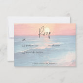 Modern Ocean Sunset Waterverf Beach Wedding RSVP Kaartje (Voorkant)