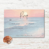 Modern Ocean Sunset Waterverf Beach Wedding RSVP Kaartje