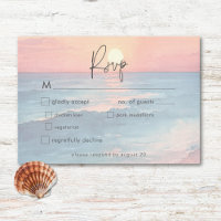 Modern Ocean Sunset Waterverf Beach Wedding