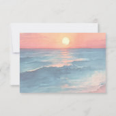 Modern Ocean Sunset Waterverf Strand Trouwfoto Save The Date (Achterkant)