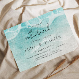 Modern Ocean Tide Watercolor Beach Save the Date Kaart