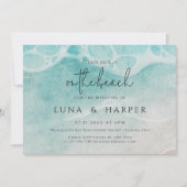 Modern Ocean Tide Watercolor Beach Save the Date Kaart (Voorkant)