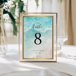 Modern Ocean Tide Watercolor Beach Wedding Kaart