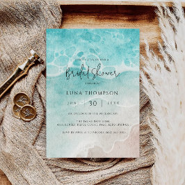 Modern Ocean Tide Watercolor Bridal Shower Card Save The Date