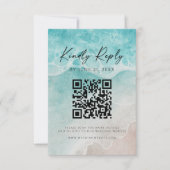 Modern Ocean Tide Wedding QR Code RSVP Card Save The Date (Voorkant)
