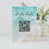 Modern Ocean Tide Wedding QR Code RSVP Card Save The Date (Staand voorkant)