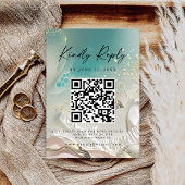 Modern Ocean Tide Wedding QR Code RSVP Card Save The Date