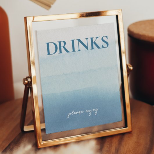 Modern Ocean Waterverf Baby shower Drinken Sign Poster