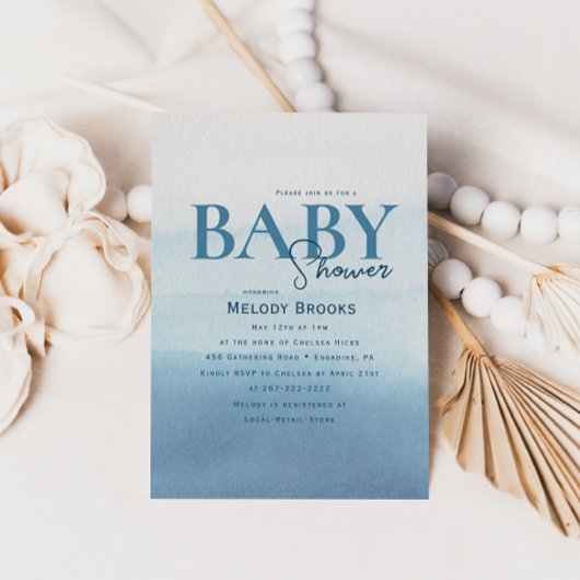 Modern Ocean Waterverf Baby shower Kaart