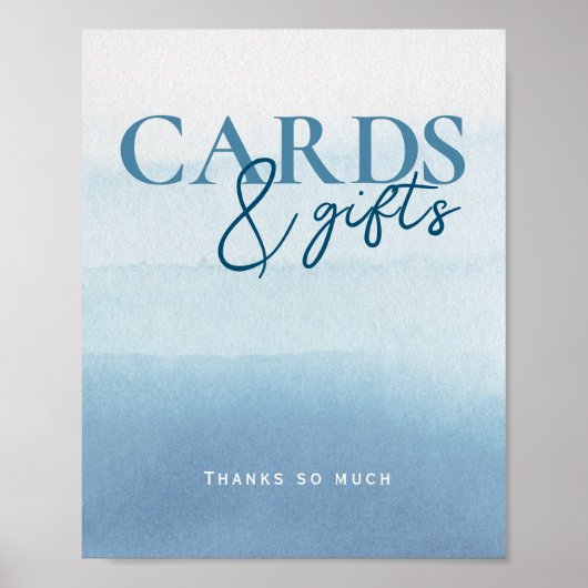 Modern Ocean`Waterverf Baby shower Kaarten & Cadea Poster (Voorkant)