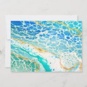 Modern Ocean Waves Turquoise Blue Wedding Kaart (Achterkant)