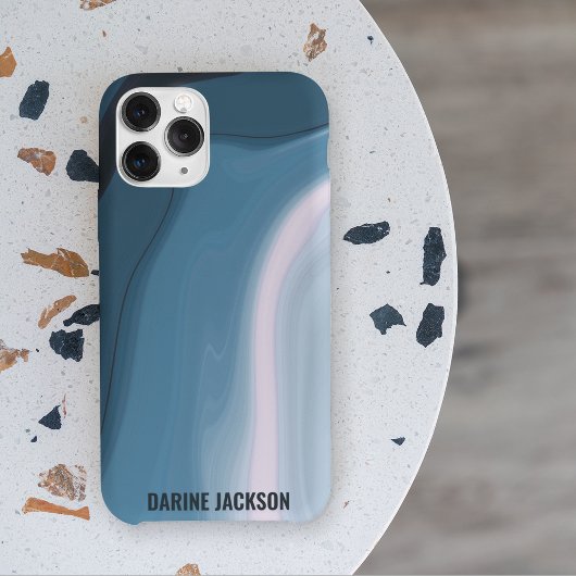 Modern Ocean Wavy Blue Ocean Waterverf Monogram Case-Mate iPhone Case