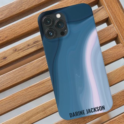 Modern Ocean Wavy Blue Ocean Waterverf Monogram Case-Mate iPhone Case