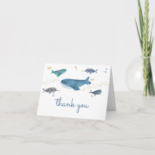 Modern Ocean Whale Baby shower bedankkaart (Voorkant)