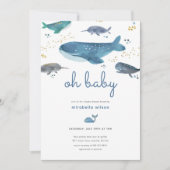 Modern Ocean Whale Baby shower Invitation Kaart (Voorkant)