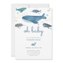 Modern Ocean Whale Baby shower Invitation