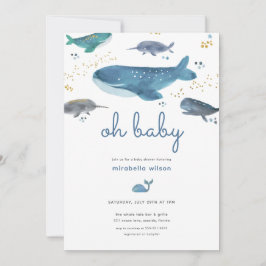 Modern Ocean Whale Baby shower Invitation Kaart