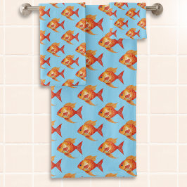 Modern Ocean Zee Life Schattigee Oranje vissen Bad Handdoek