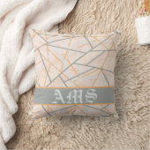 Modern Ochre en Grey Geometric Lines Kussen (Deken)