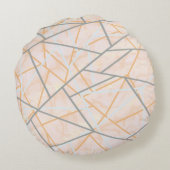 Modern Ochre en Grey Geometric Lines Rond Kussen (Achterkant)