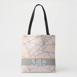 Modern Ochre en Grey Geometric Lines Tote Bag