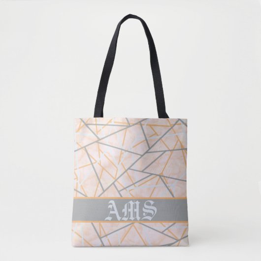Modern Ochre en Grey Geometric Lines Tote Bag (Voorkant)