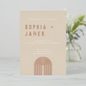 Modern Ochre Oranje Boho Arch Wedding Folie Uitnodiging (Staand Voorkant)