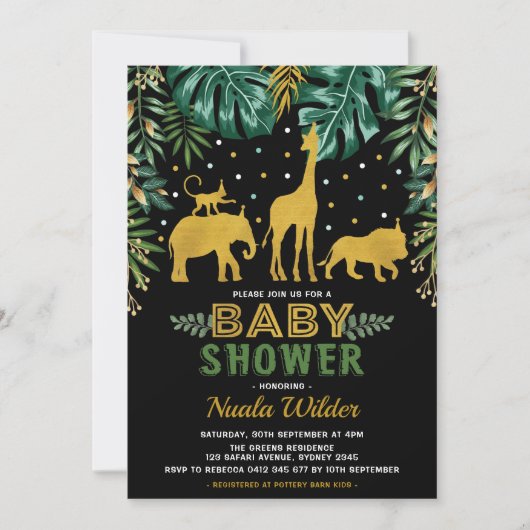 Modern Oerwoud Baby shower / Tropische Safari Kaart (Voorkant)
