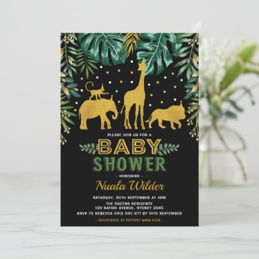 Modern Oerwoud Baby shower / Tropische Safari Kaart (Staand voorkant)