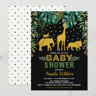Modern Oerwoud Baby shower / Tropische Safari Kaart
