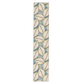 Modern Oerwoud Big Tropical Leaf Blue en Beige Medium Tafelloper (Voorkant)