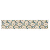 Modern Oerwoud Big Tropical Leaf Blue en Beige Medium Tafelloper (Horizontaal)