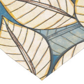 Modern Oerwoud Big Tropical Leaf Blue en Beige Medium Tafelloper (Hoek)